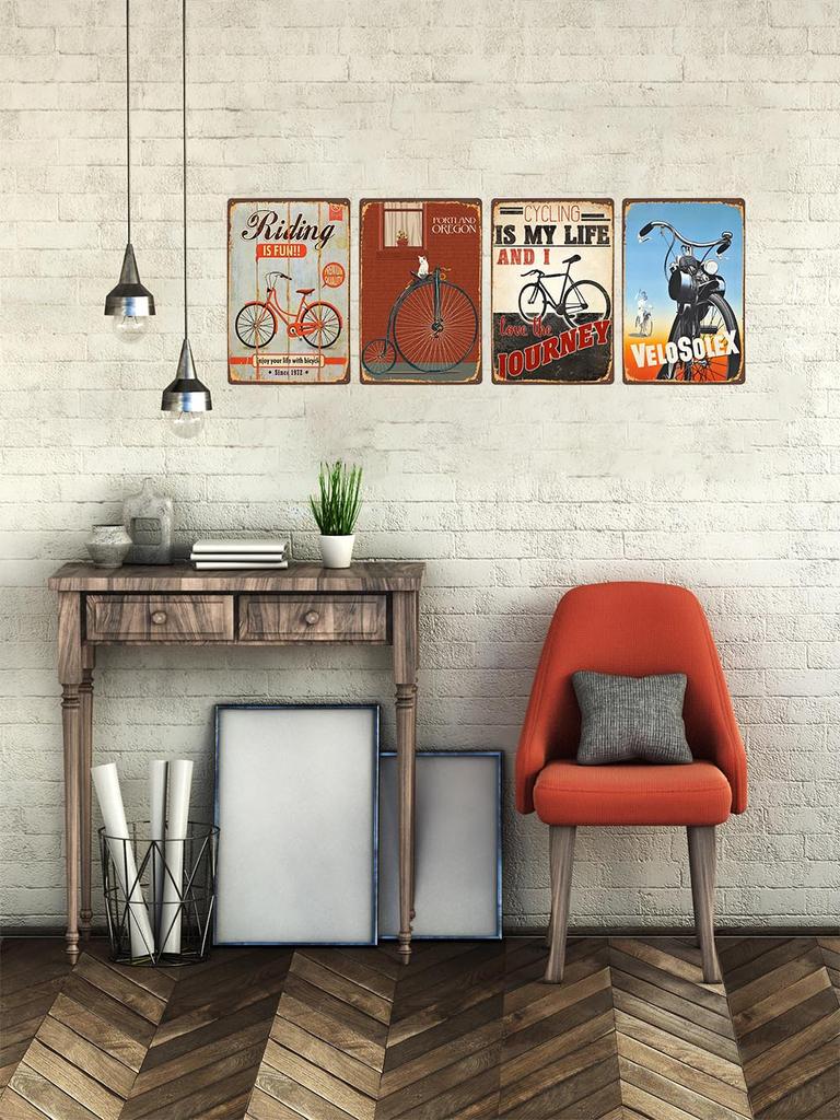 Fahrrad fahren Schilder Blech Metall Retro Plakette Dekoration Fahrradladen Bar Pub Club Café Vintage Wandkunst Eisenmalerei Poster 20x30cm