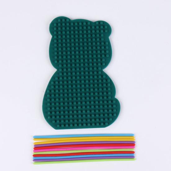 Cartoon Bear Sensory Activity Board Stress Relief Double Sided Sensory Board with Silicone Strings Boys Girls Silent Fidget Toy Travel Essentials