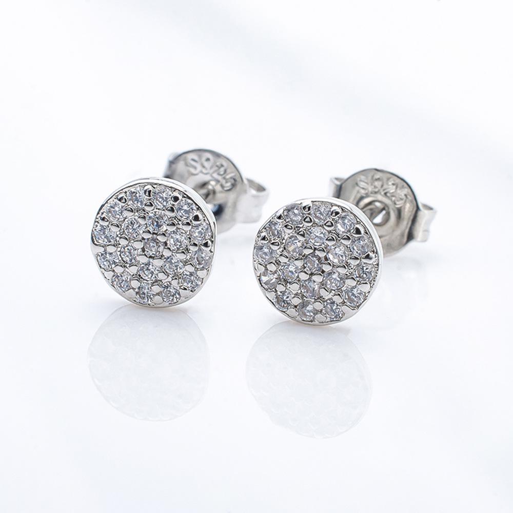 

925 Silver Unisex Round Zircon Stud Earrings розового золота