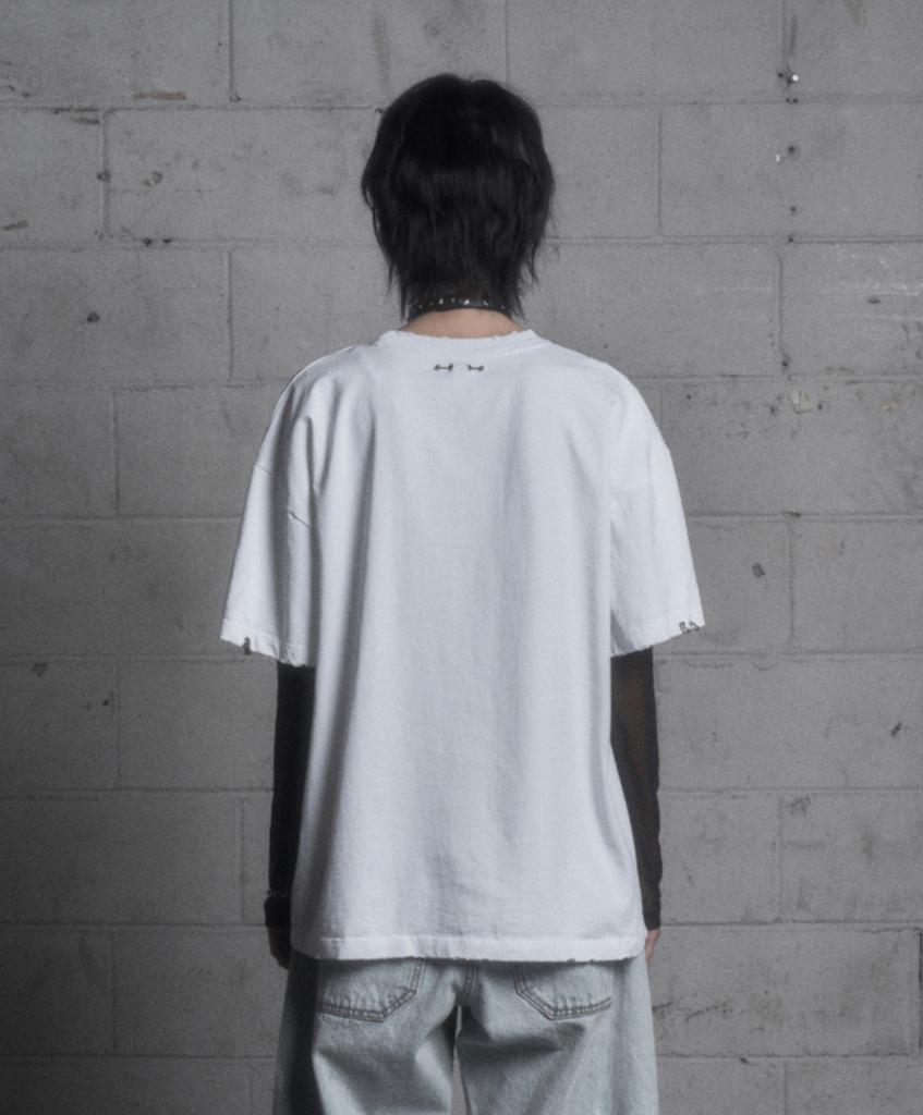 LONDON PARFUMS ARCHIVE Pierced Graphic Oversized T-Shirt White