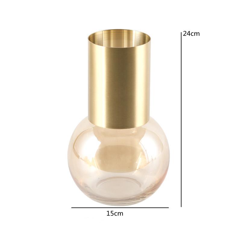 

Amber Light Bulb Glass Vase, Metal Decoration, Hydroponic Vase, Flower Arrangement, Glass Container, Living Room Decoration