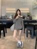 Slash shoulder striped long-sleeved T-shirt women's spring and autumn new thin loose sunscreen blouse Spice girl off-the-shoulder top