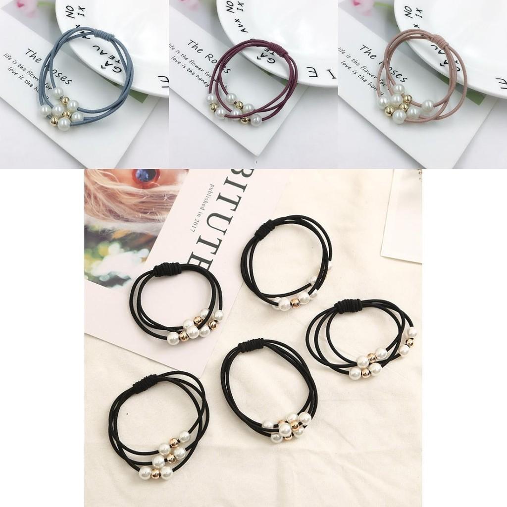 Korean Version Of The Three-strength Rubber Band High-elastic Pearl Head Rope For Women And Girls
