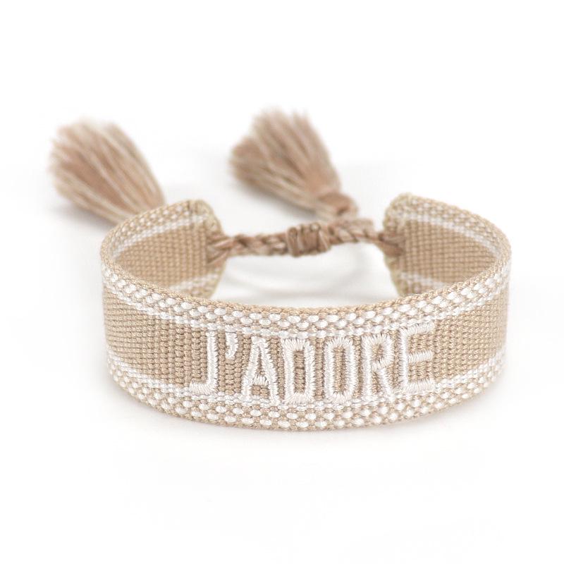 Custom Bohemian Embroidered Bracelet with Tassel and Woven Rope - Handmade Jewelry for Couples and Women