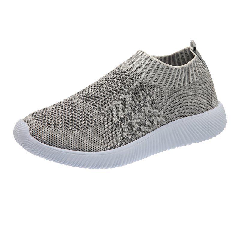 Atmungsaktive Flyknit Leichte Freizeitsport-Schuhe für Damen, Runde Zehenpartie, Modisch, Große Größe 43