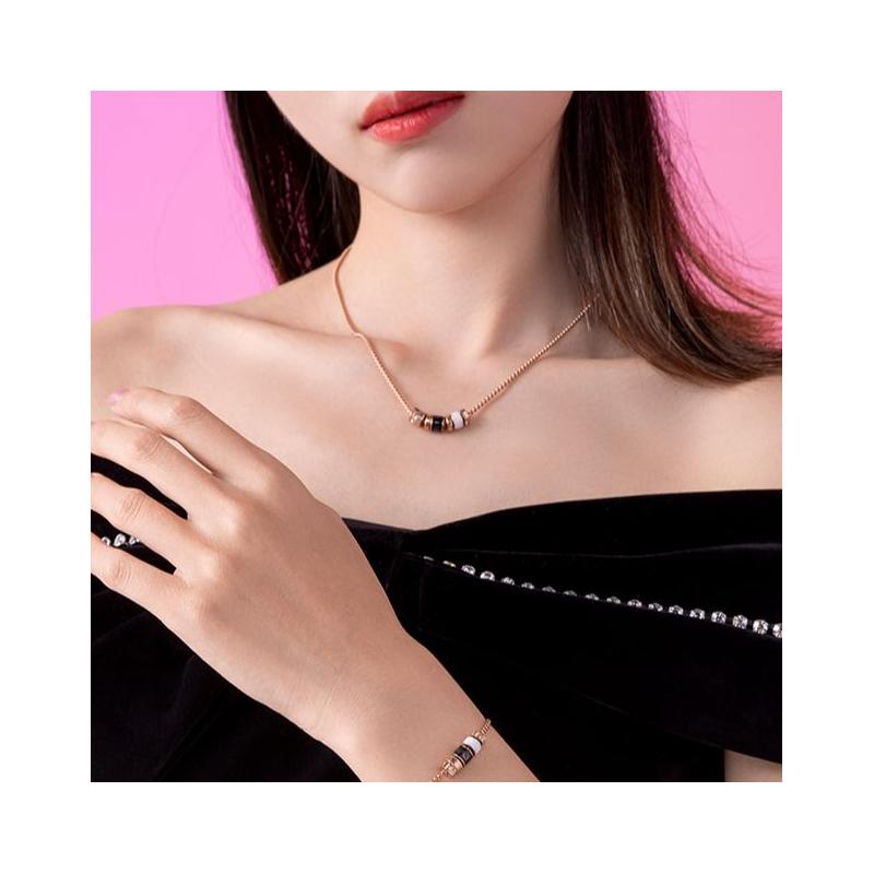 Emporio Armani Necklace  Diamond Beaded Small Waist Transfer Beads Stainless Steel Crystal Transfer Bead Necklace F Basic Packaging-brand Original Box