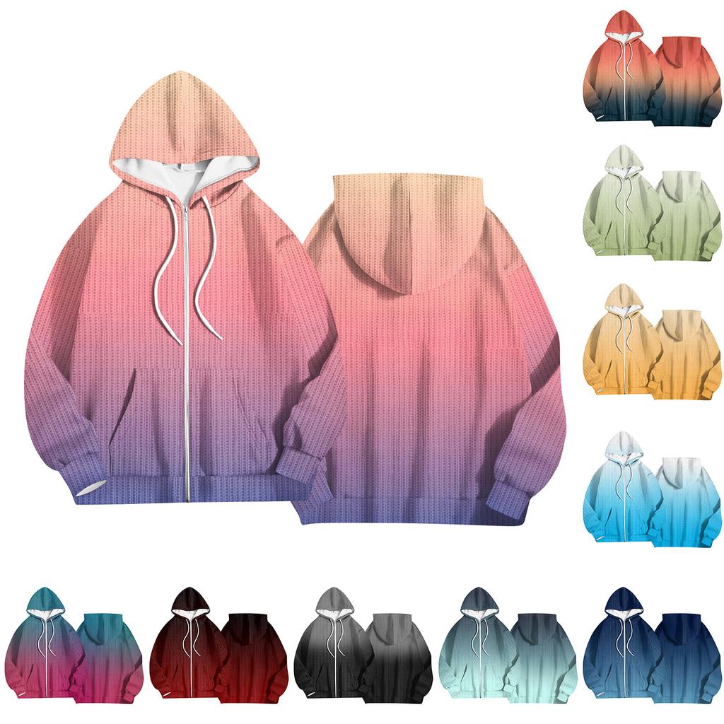 Women's Fashion Jacket Casual Printed Long-sleeved Hooded Cardigan Sweatshirts