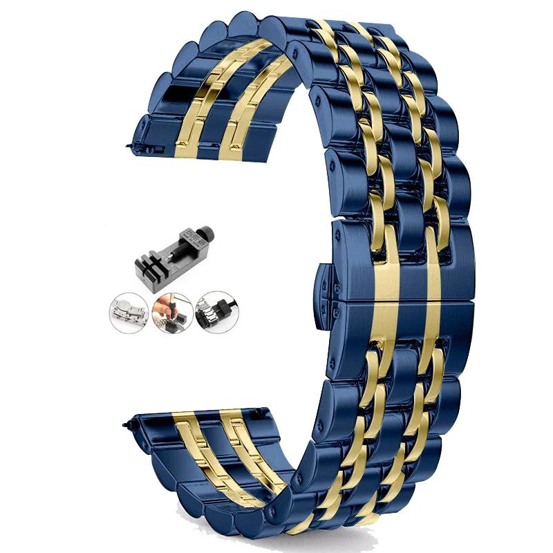 Stainless Steel band For Samsung Galaxy watch 6/5/4/Classic metal link bracelet amazfit GTS-GTR-4-3-mini-bip 3 20mm 22mm strap