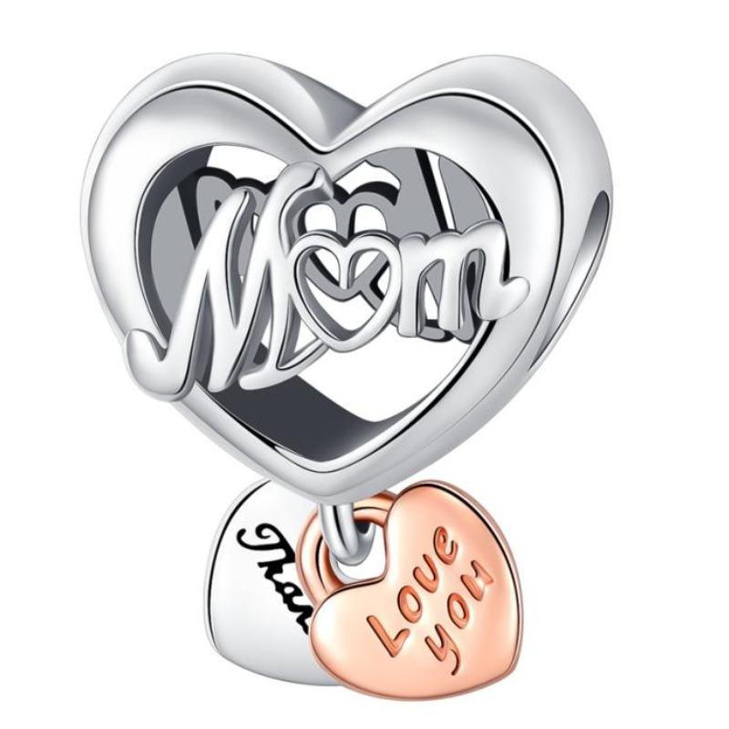 New Heart-Shaped Charms Copper Flower Forever Love Beads Fit Original Bracelets Necklace For Women Diy Jewelry Gift