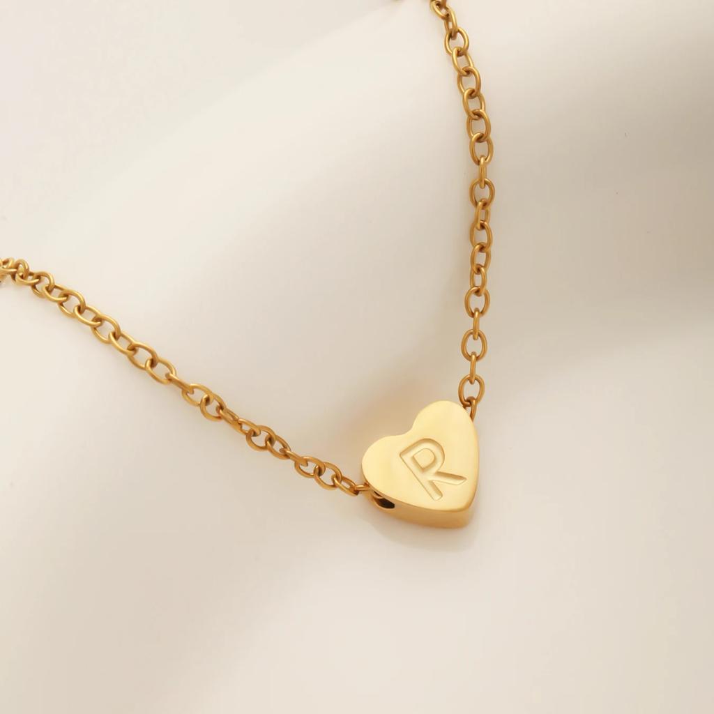 1 PZ Cavigliera a Catena Link in Acciaio Inossidabile Colore Oro Gioielli da Donna Cavigliera con Lettera Iniziale A-Z Cuore per Accessori da Donna