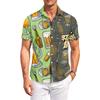 Camicia da uomo casual a maniche corte con bottoni, vestibilità larga, con stampa a motivo birra, per l'estate, da esterno e per l'uso quotidiano