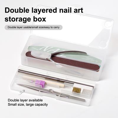 Double Layer Plastics Nail Art Storage Box Tools Nail Decorations File Brush Cutter Storage Empty Case Manicure Container