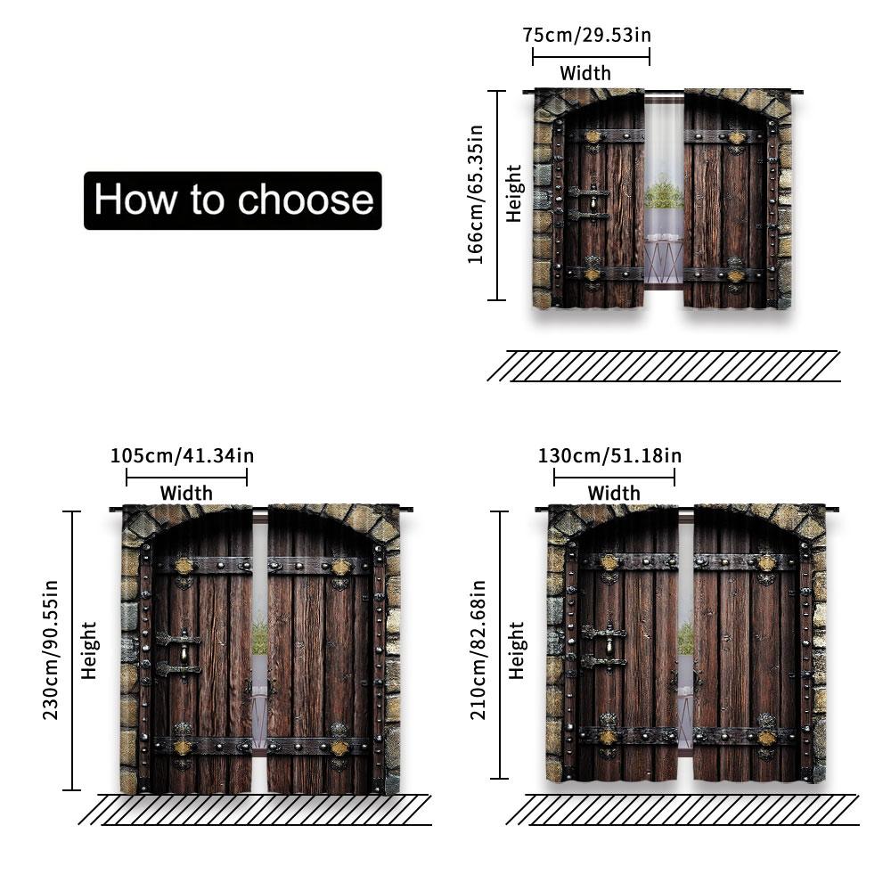 Vorhänge Holztür Historisch Vintage Außenbereich Mittelalterliche Struktur Geeignet Schlafzimmer Badezimmer Wohnzimmer Esszimmer Vorhang Set von 2 Rustikal Hergestellt