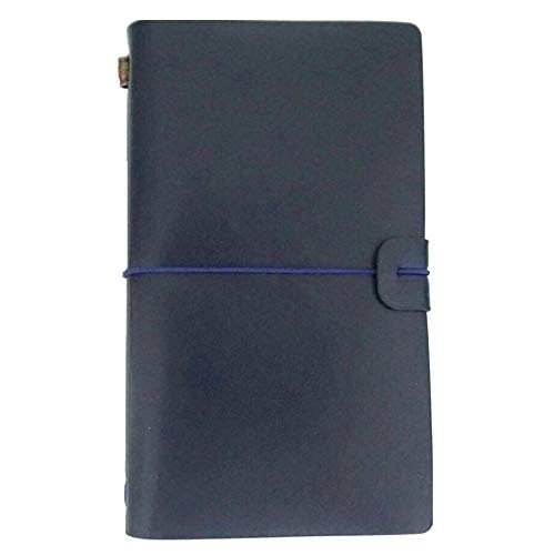 Blue Island Travel Notebook, Leather Notebook, Planner, Diary, and System Planner with 2 Refills, Zipper Case, and Card Case (Indigo Navy)