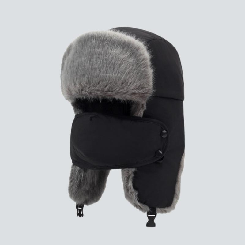 Men's windproof and warm cold hat, winter riding outdoor plush thickened ear protection cotton hat plush hat