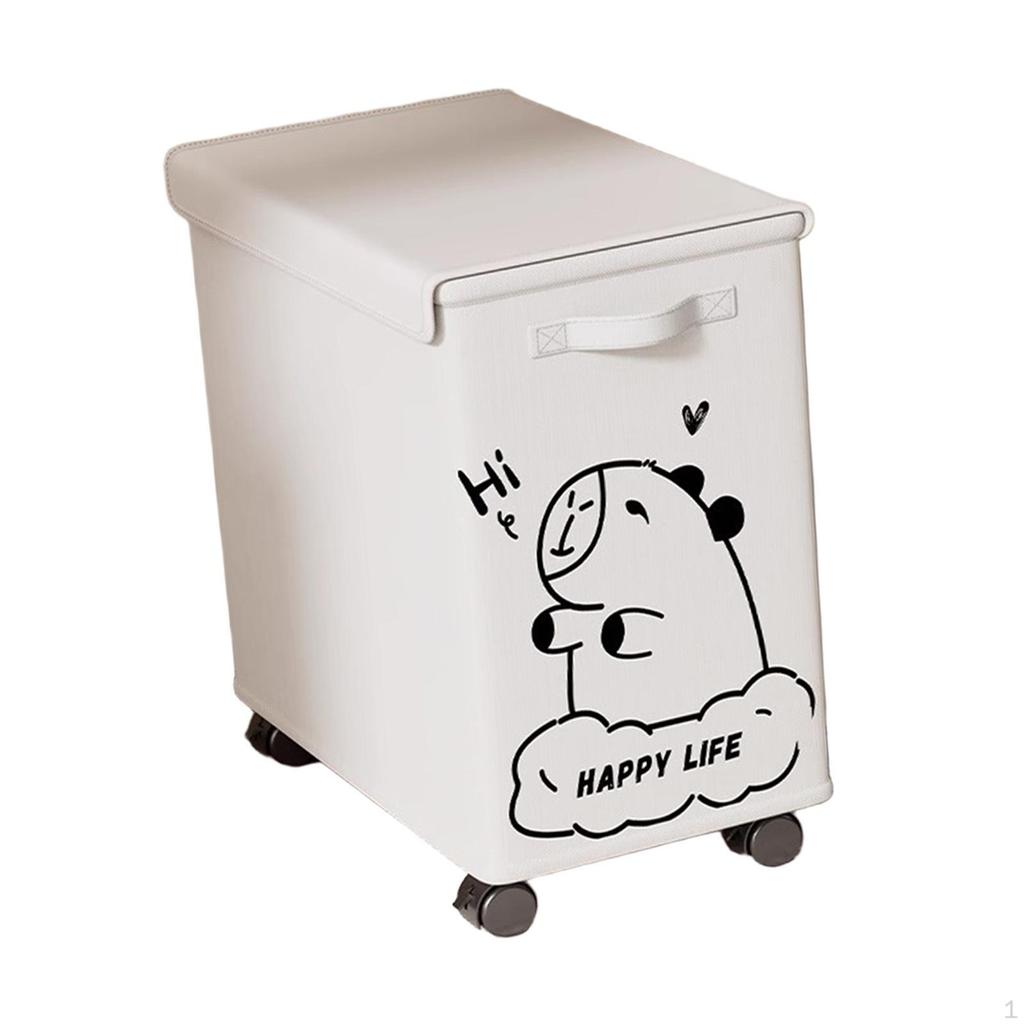 Laundry Basket with Wheels And Lid for Under The Desk, Storage Cafe,