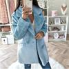 Womens Faux Fur Coat Plush Lapel Slim Fit Mid-Length Jacket Office Commute