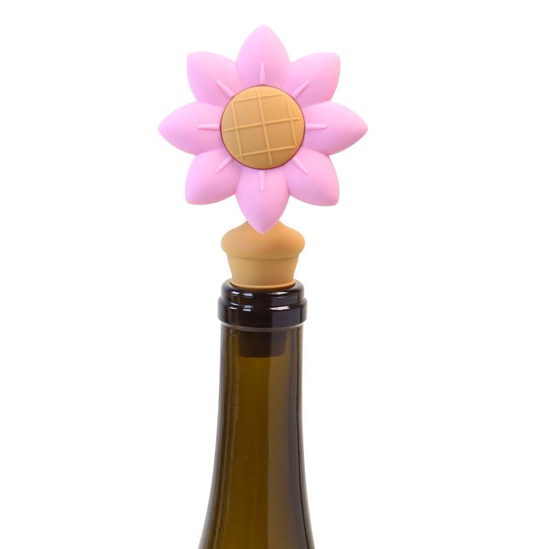 Silicone Sunflower Leak-Proof Wine & Beer Bottle Stopper розовый