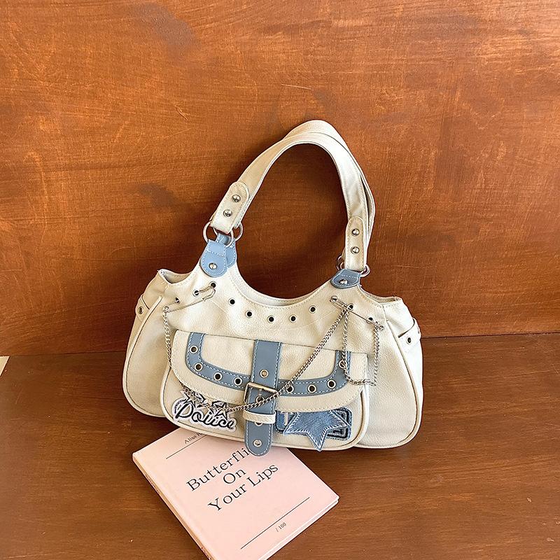 

Underarm handbag bag women s bag new fashion trend contrasting color shoulder bag Spice girl bag бежевый