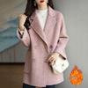 Women's Woolen Coat Autumn Winter New Suit Collar Temperament Herringbone Loose Thin Versatile Warm