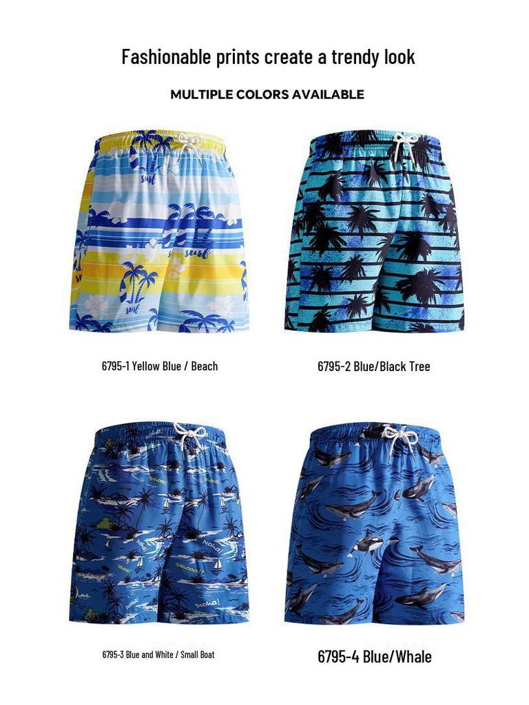 2026 Men's Ice Silk 3D Print Mid-Length Beach Sports Shorts - Trendy and Versatile Casual Wear