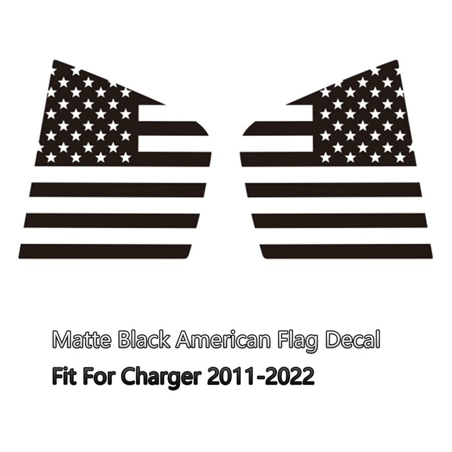 Black Rear Side Quarter Window Decal US Flag Sticker For 2011-2022 Dodge Charger