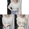 Summer Fashion Lace Ruffle Sleeveless Blouse With 3d Pattern For Casual Women
