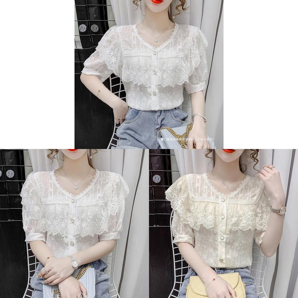 Summer Fashion Lace Ruffle Sleeveless Blouse With 3d Pattern For Casual Women