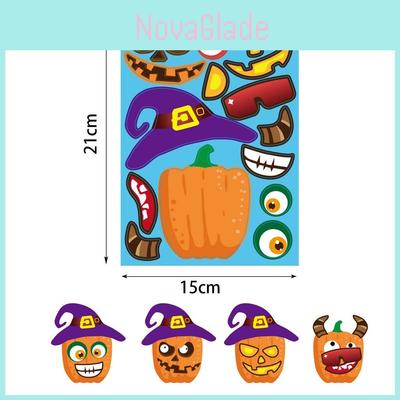 Farverige Xh061 Halloween DIY Græskar Puslespils Klistermærker Til Børns Kreative Dekoration