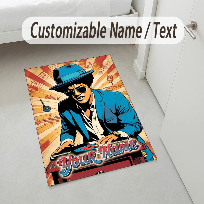 Personalized Crystal Velvet Carpet,Bruno Mars Custom Printed Name, Plush Area Rug For Home Indoor Decor
