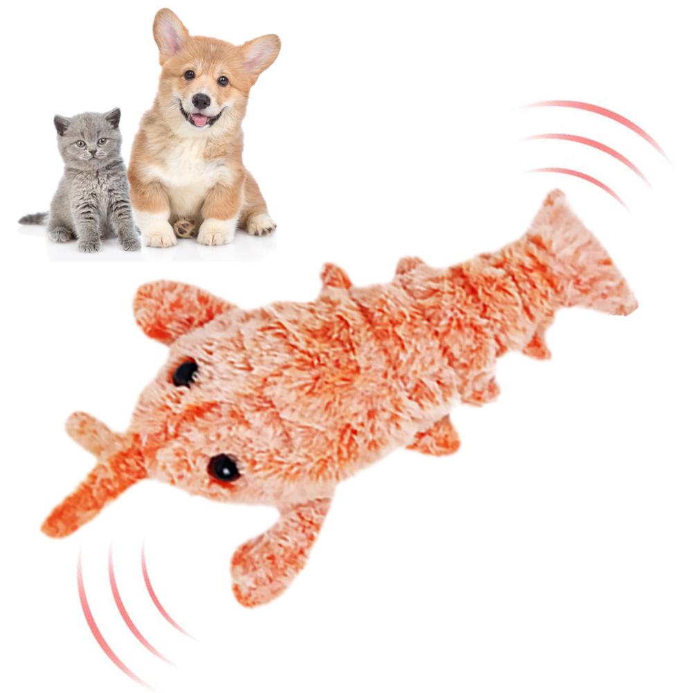 Cat Toys Electric Lobster USB Rechargeable Simulation Jumping Shrimp Plush Electric Pet Teasing Cat Dogs Toys Wiggly Lobster