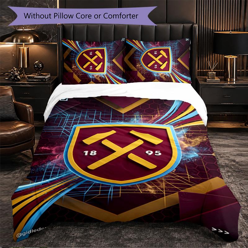 West Ham United Calcio Set Biancheria da Letto 3 Pezzi Morbido Set Copripiumino con Federe Set Decorazione Camera da Letto per la Casa
