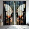 Set of 2 Artistic Butterfly Blackout Curtains, Dreamy Watercolor Floral Drapes for The Bedroom