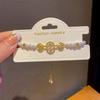 Light Luxury Gold Plated Zircon Copper Coin Pearl Bracelet For Women Gift