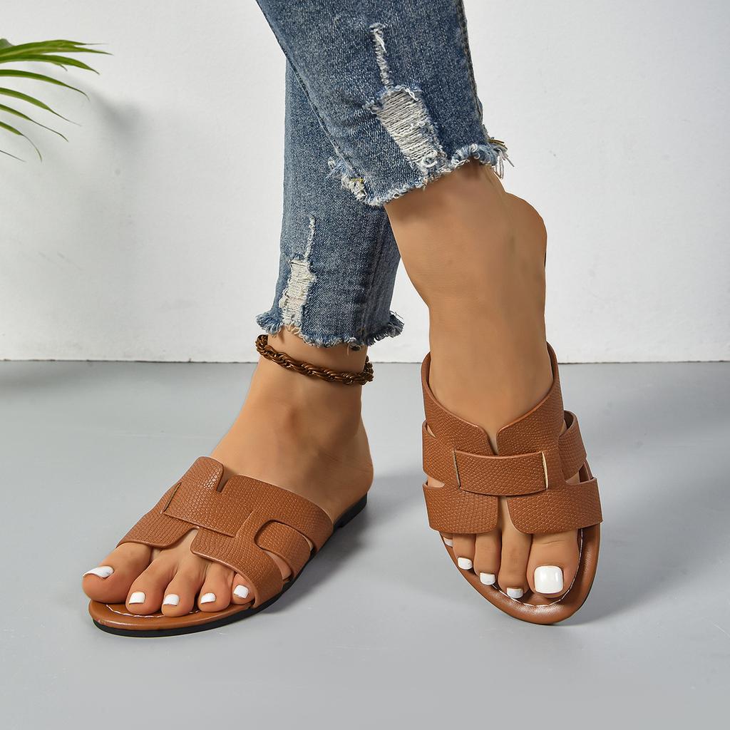 Women's Summer Fashion Slip-On Flat Sandals Minimalist Open Toe Slides Casual Outdoor Slipper