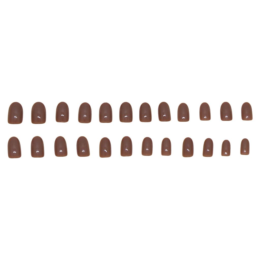 Coffe Milk Color Simple False Nails 24 Pieces Natural Lightweight Comfortable Wear