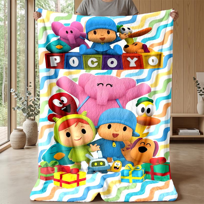 Pocoyó cartoon Cozy Flannel Blanket, Comfortable Warm Throw Blanket for Bedroom Sofa Home Use