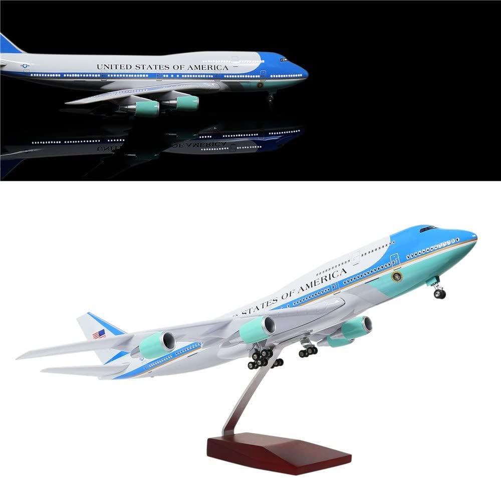 For Air Force One Plane B747 Model Planes Kits Display Diecast Airplane for Adults with LED Light(Touch or Sound Control)