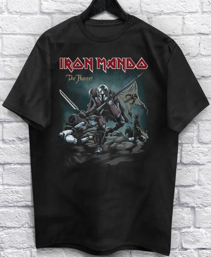Железный Мандо Охотник Война Хэви-метал Смешная футболка для металхэда Музыкальная пародийная футболка Унисекс футболка XL