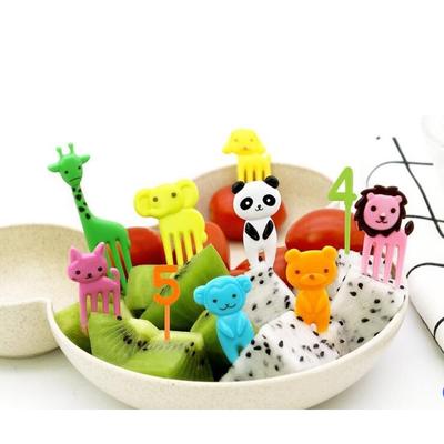 10pcs Animal Farm Fruit Fork Mini Cartoon Children Snack Cake Dessert Food Pick Toothpick Bento Lunches Party Decor Random Color