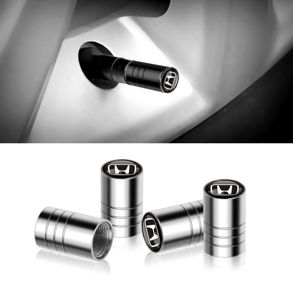 4Pcs Metal Auto Tire Valve Stems Cap Wheel Stem Air Valve Cover For Honda Civic Accord Fit City Vezel CRV Odyssey Jazz Prelude