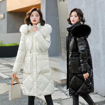 Abrigo Cálido Grueso Invierno Chaqueta Acolchada de Plumón Brillante para Mujer Parkas de Largo Medio Estilo Coreano Chaqueta de Algodón Parkas