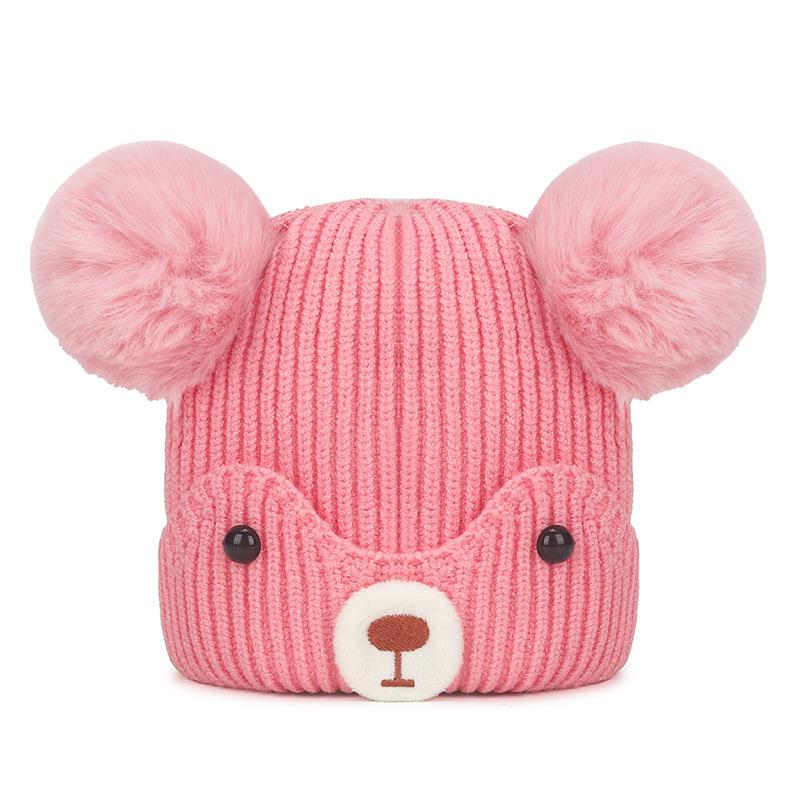 NORTHWOOD Winter Warm Baby Fur Ball Knitted Hat Cute Boys Girls Cold-proof Woolen Knitted Beanies Hat Soft Children's Hat