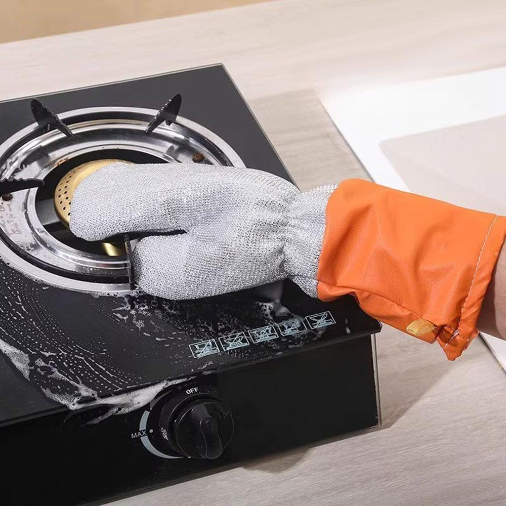 New Thickened Silver Thread Dishwashing Gloves Non-stick Multi-functional Dishwashing Gloves Waterproof Kitchen Cleaning Gloves