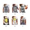 Damen Eule Buchstaben Grafik Bedrucktes Rundhals Kurzarmshirt