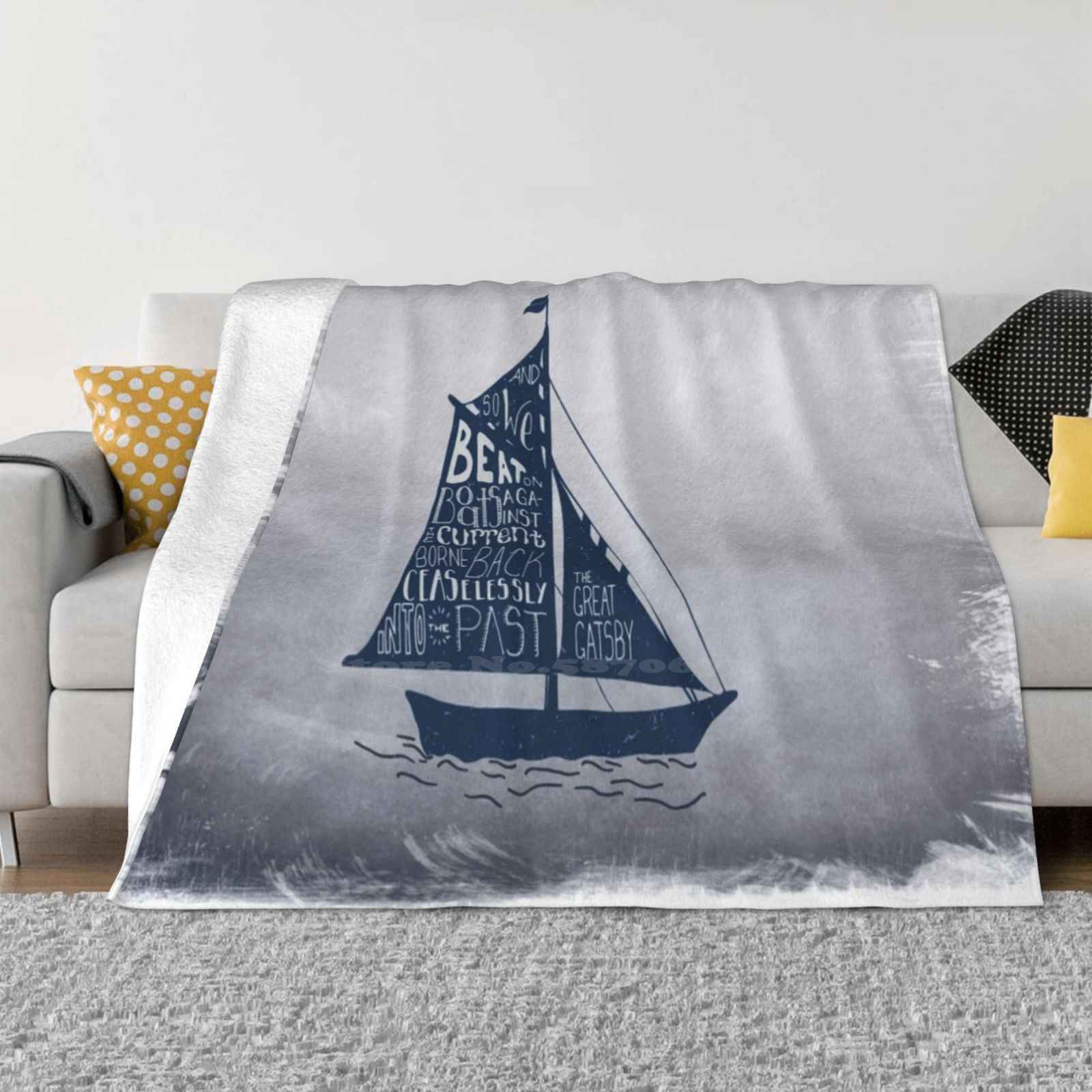 Великий Гэтсби Лодка Цитата Мода Мягкое Теплое Фланелевое Одеяло Книги Великий Гэтсби Лодки И Так Мы Продолжаем Рукописная Типографика 30x40in