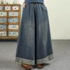 Pants for Women Plus Size Thickened Stretchy Elastic High Waist Long Trousers Solid Colour Fleece Casual Wide Leg Jean Pants