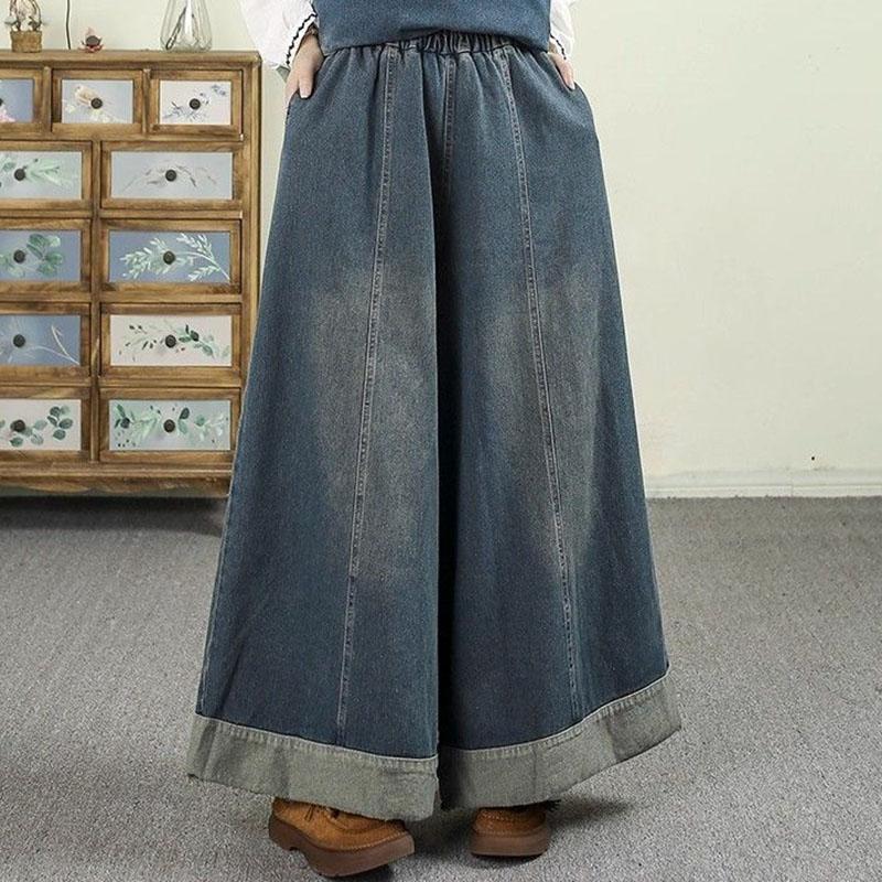 Pants for Women Plus Size Thickened Stretchy Elastic High Waist Long Trousers Solid Colour Fleece Casual Wide Leg Jean Pants