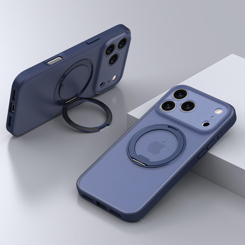 KEYSION 360° Rotating Magnetic Ring Stand Case for MagSafe for iPhone 17 Pro Max 17 Air Matte Transparent Shockproof Phone Cover