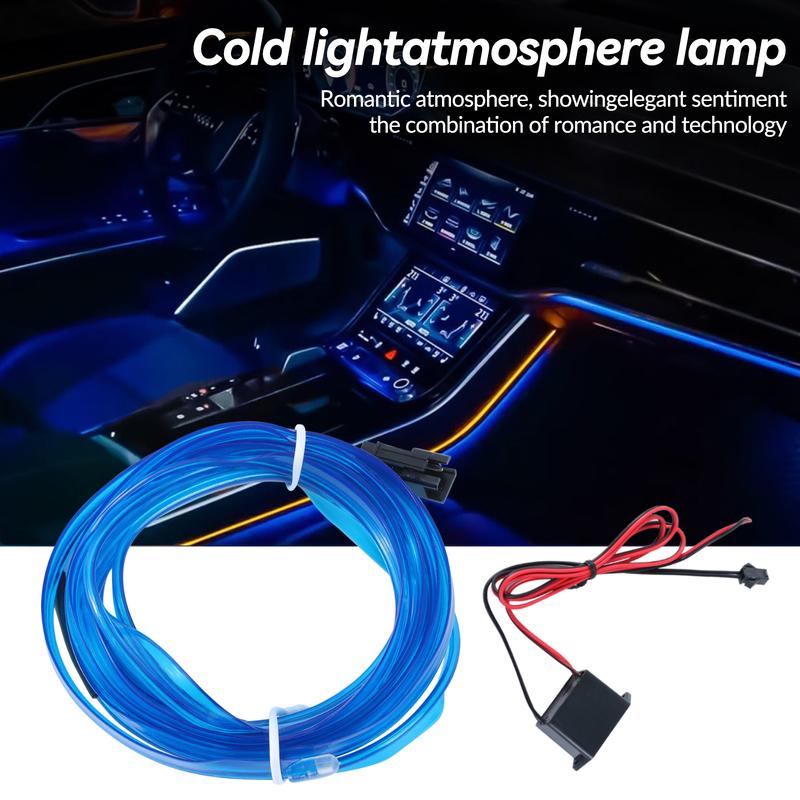 Car Interior Strip Light Ambient Lighting Blue Neon Dash Glow Tube 2M Interior Lighting Decorative Flexible Atmosphere Accessory